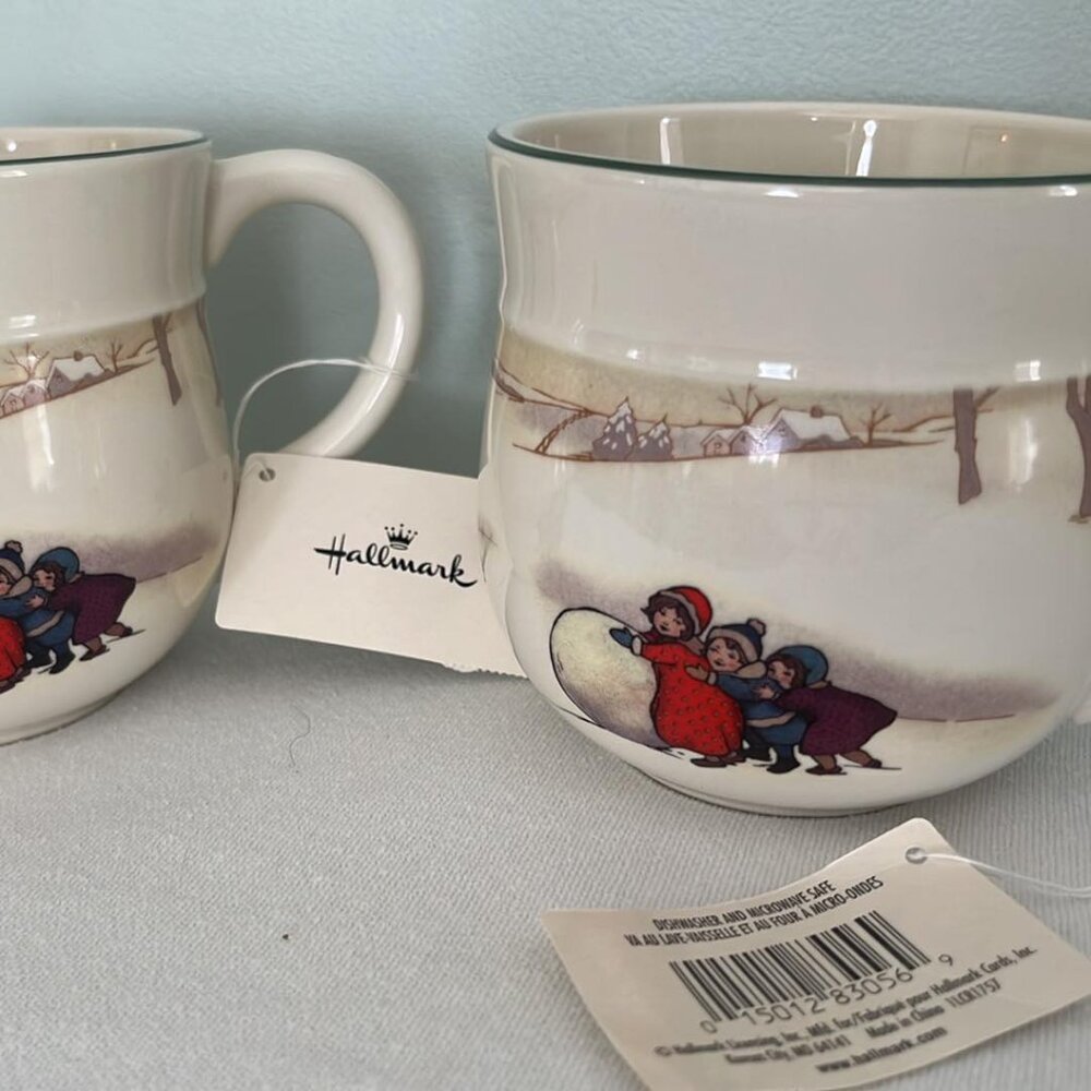 Hallmark Christmas Victorian Children 16 oz Mug  Set of 2 Hot Cocoa Hot Tea Coff